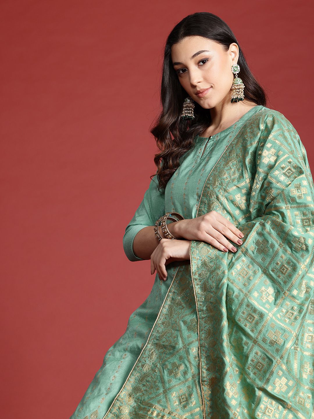 Anouk Tyohaar Zari Kurta with Trousers & Dupatta