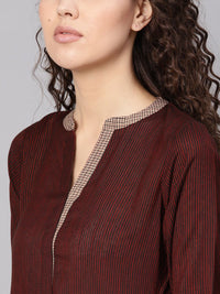 Gerua By Libas Women Brown  Maroon Striped Kurta with Trousers