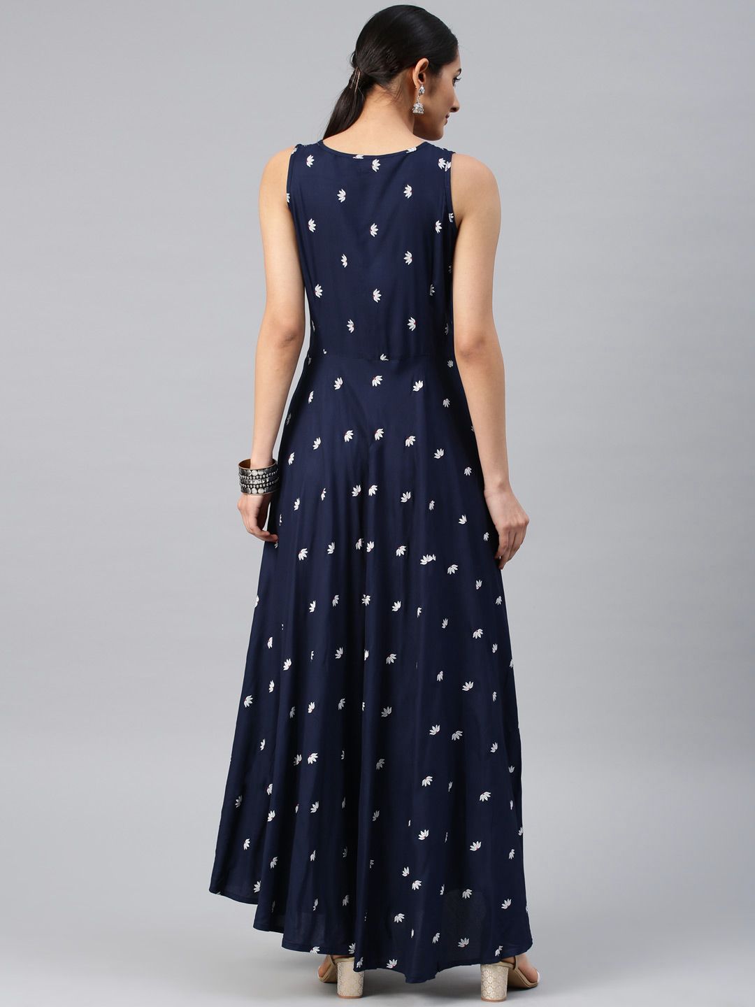 Vishudh Women Navy Blue Printed Anarkali Kurta