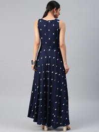 Vishudh Women Navy Blue Printed Anarkali Kurta