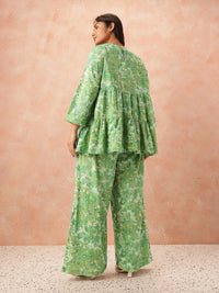 all about you Plus Size Paisley Printed Pure Cotton Tiered Empire Top with Palazzos