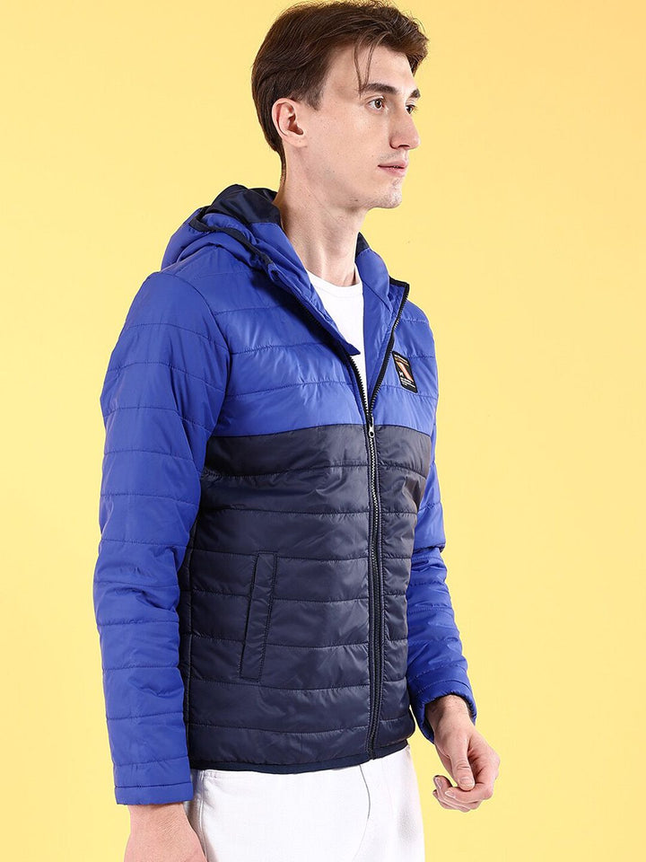 The Indian Garage Co Men Colourblock Regular Fit Hooded Puffer Jacket