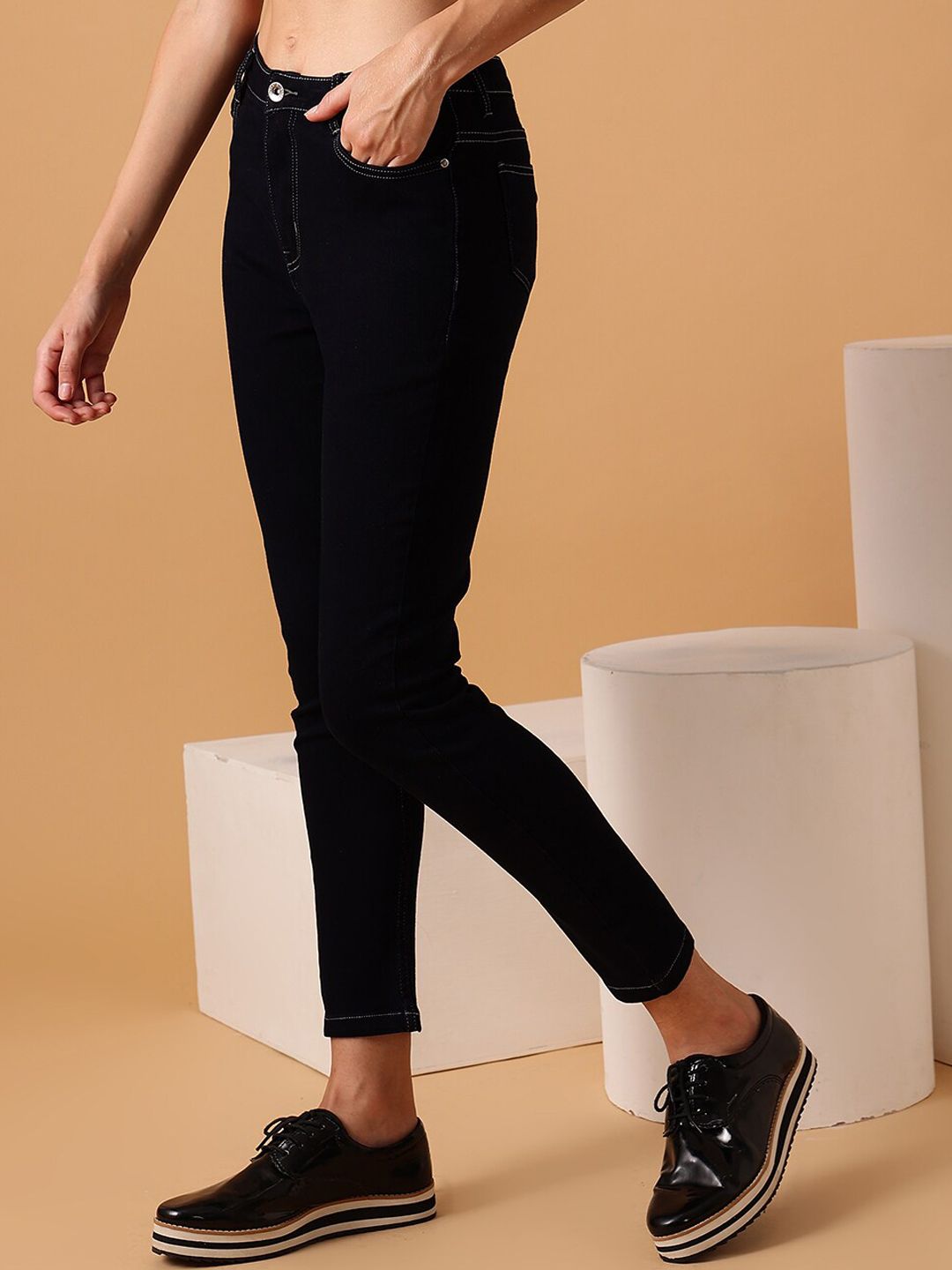 STREET 9 BASICS Women Narrow Slim Fit Clean Look Stretchable Cropped Jeans