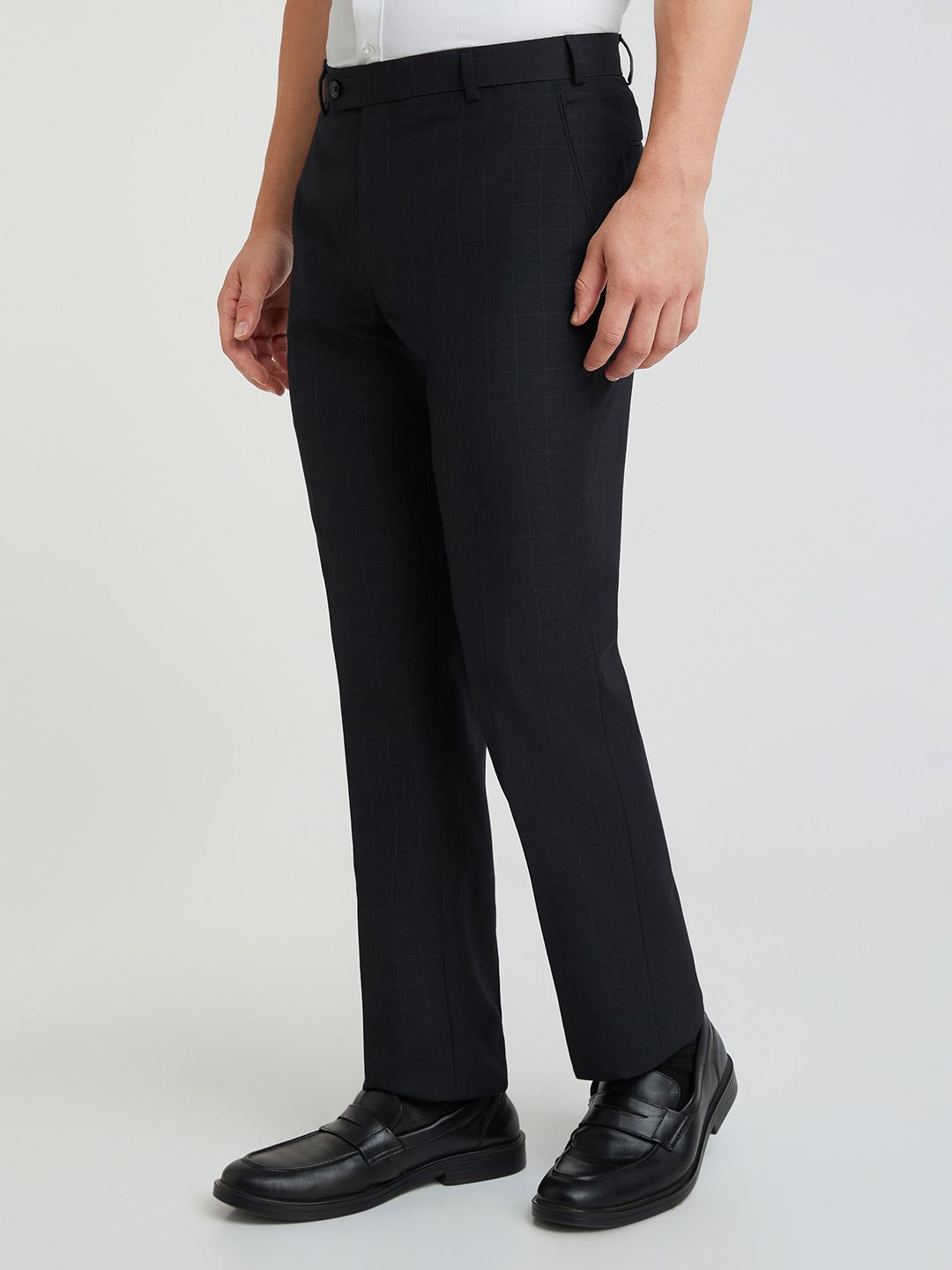 Park Avenue Men Mid-Rise Checked Smart Trousers