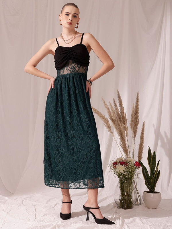 STREET 9 Shoulder Straps Lace Fit & Flare Dress