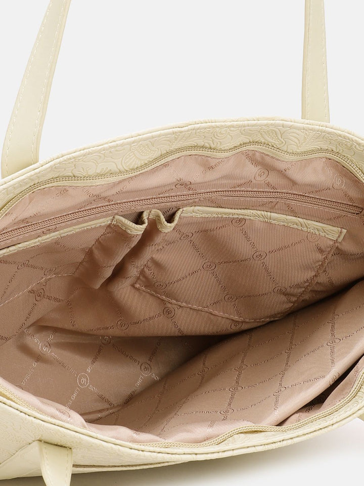 Lino Perros Floral Textured Structured Laptop Shoulder Bag