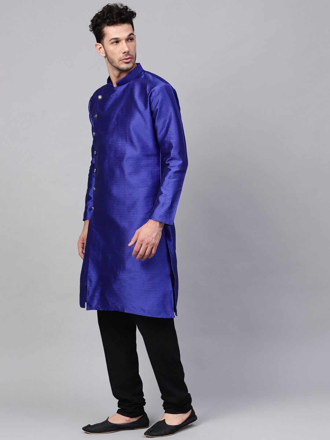 SOJANYA Men Blue Woven Design Straight Kurta