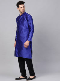 SOJANYA Men Blue Woven Design Straight Kurta