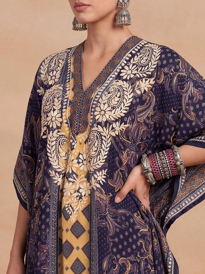 House of Chikankari Women Ethnic Motifs Printed Extended Sleeves Crepe Kaftan Kurta
