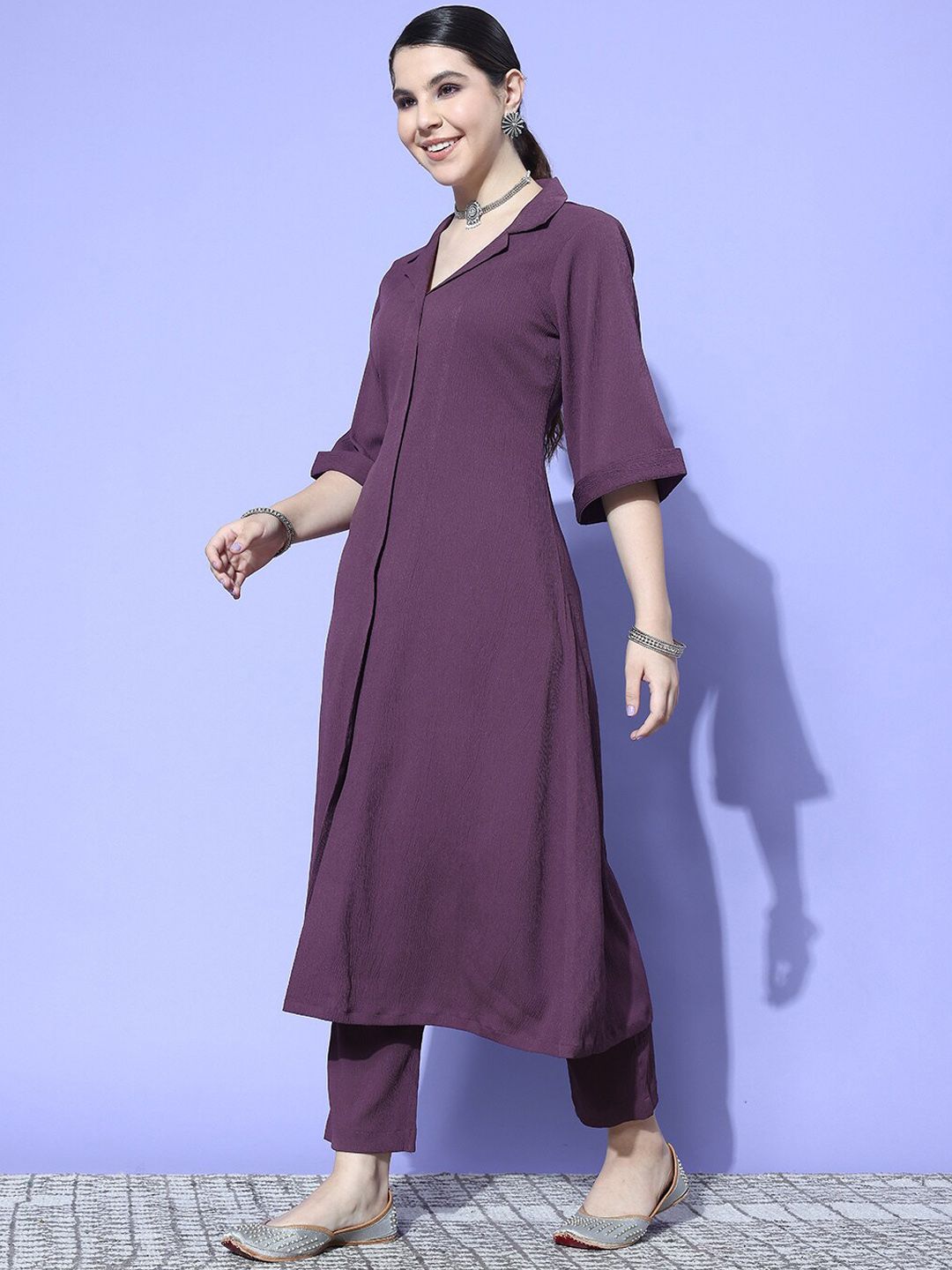 Varanga Notched Lapel Collar Tunic With Trouser Co-Ords