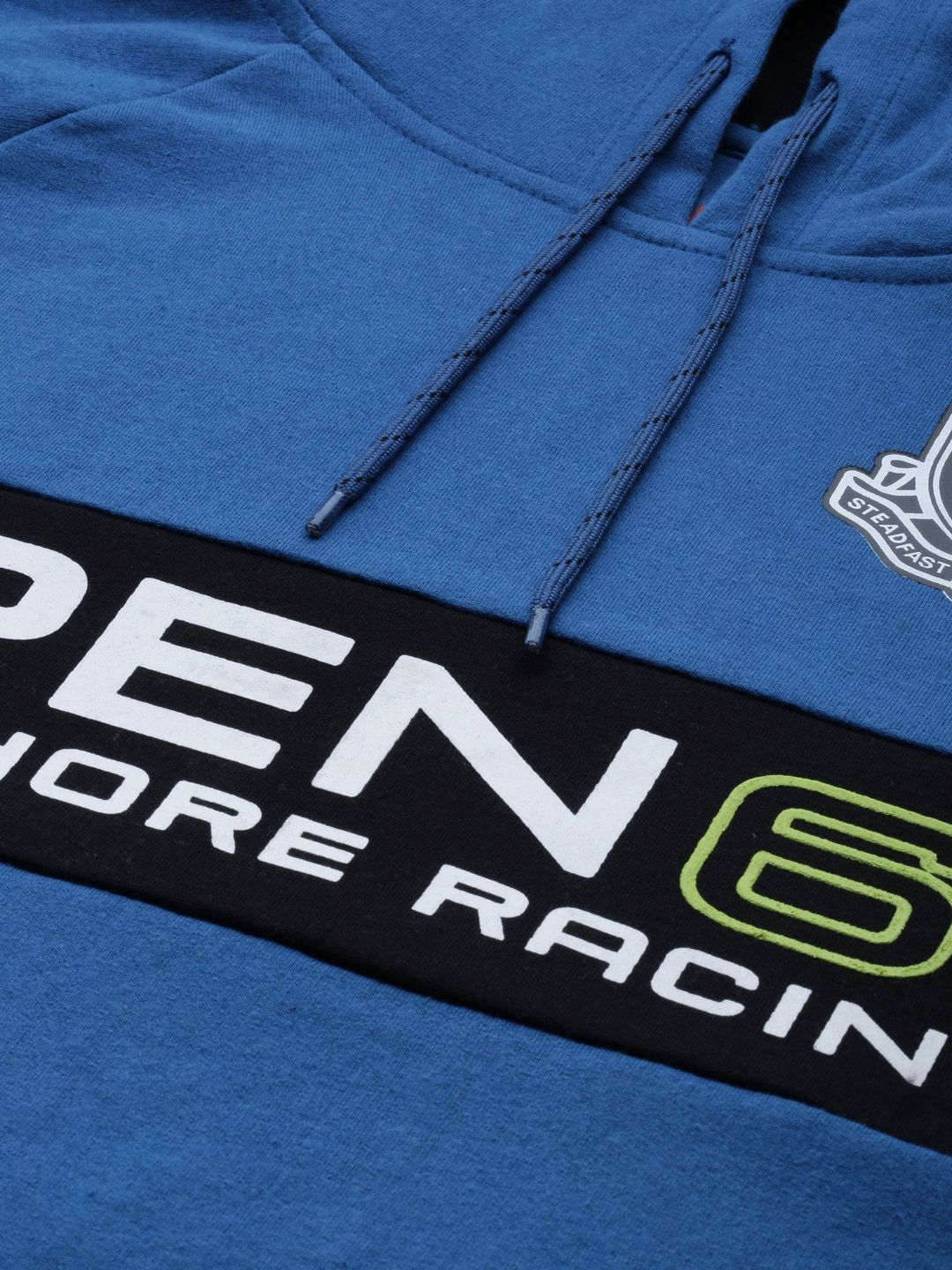 The Indian Garage Co Men Blue Printed Hooded Sweatshirt