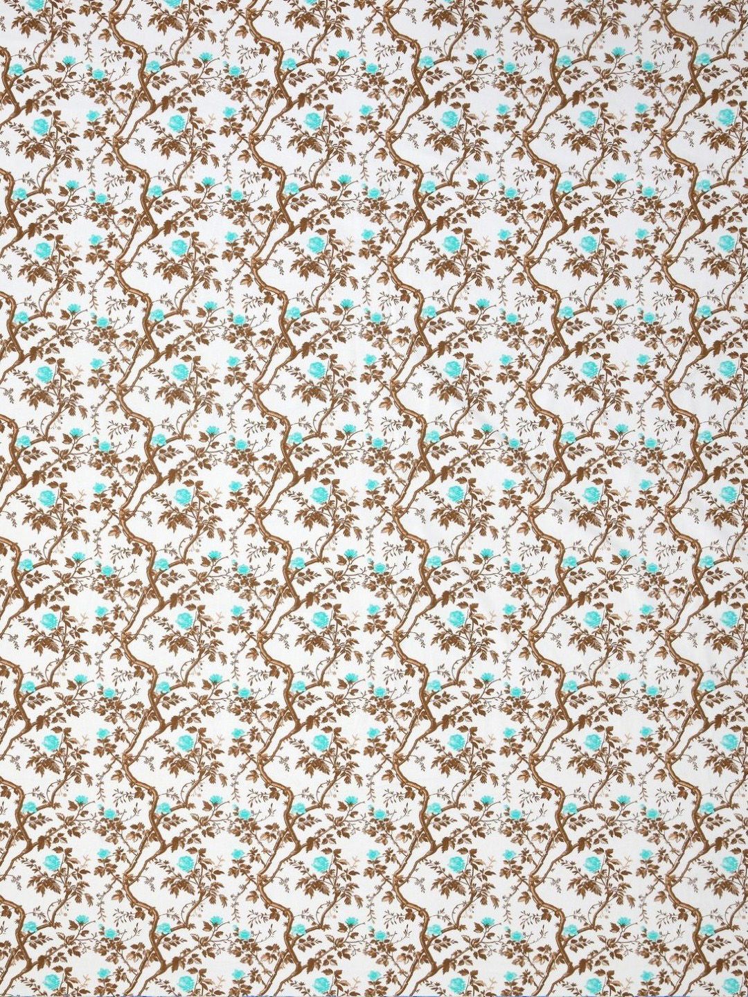 BOMBAY DYEING Brown & Blue Floral Pure Cotton 144 TC Queen Bedsheet Set 2.28 x 2.54 Mts