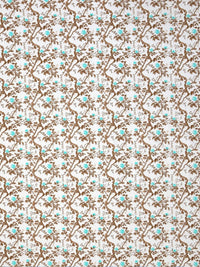 BOMBAY DYEING Brown & Blue Floral Pure Cotton 144 TC Queen Bedsheet Set 2.28 x 2.54 Mts
