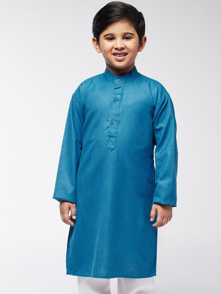 SOJANYA Boys Blue Solid Kurta