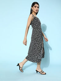 Berrylush Women Stylish Black Floral Romantic Florals Dress