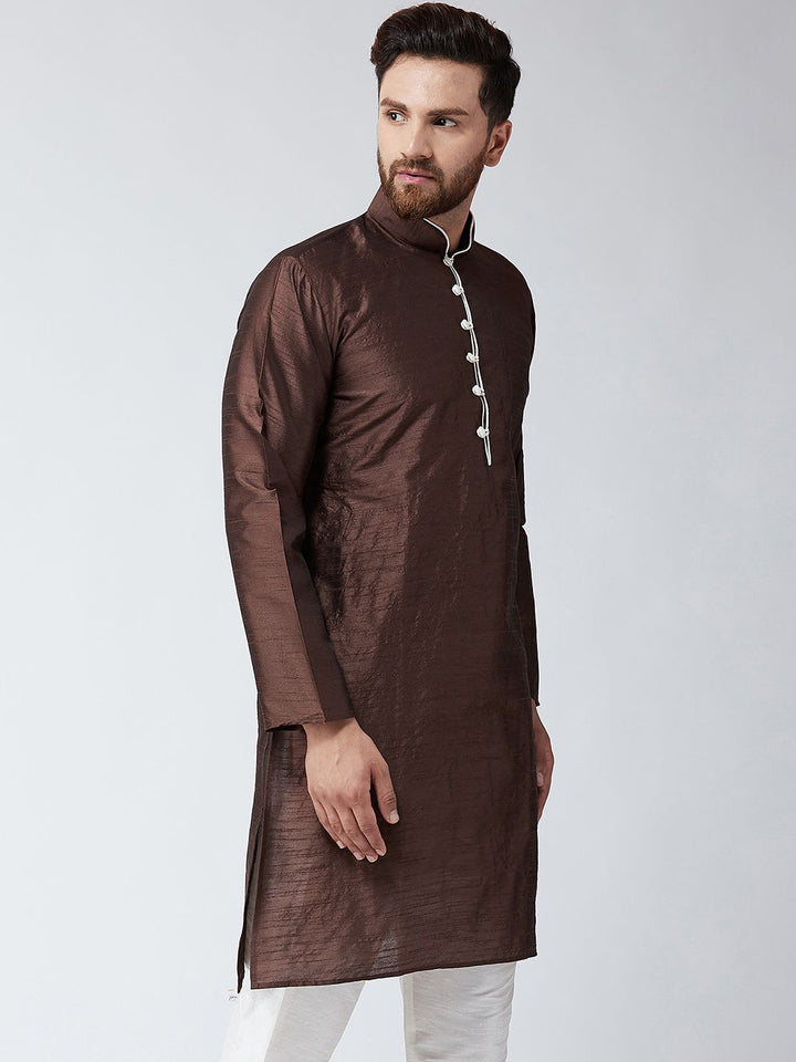 SOJANYA Lelaki Brown Solid Kurta Lurus