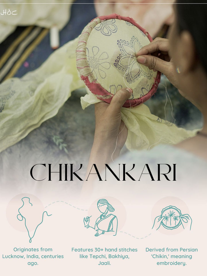 House of Chikankari Women White Kota Chikankari Embroidered Kurta
