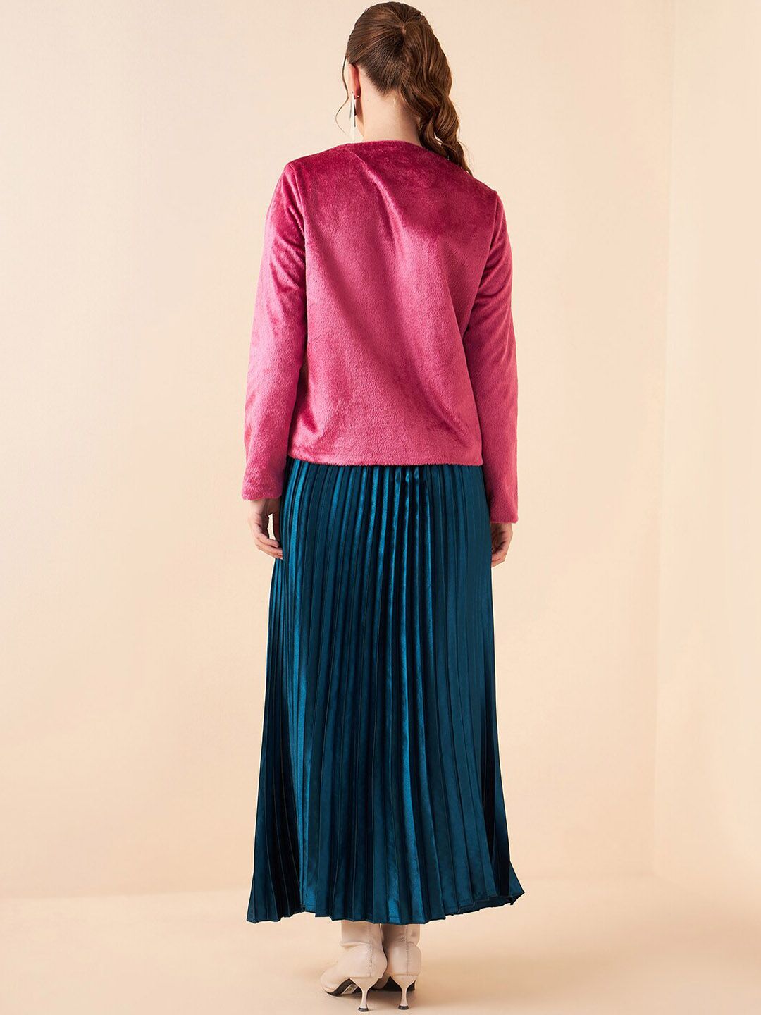 Antheaa Pink Embellished Top With Skirt