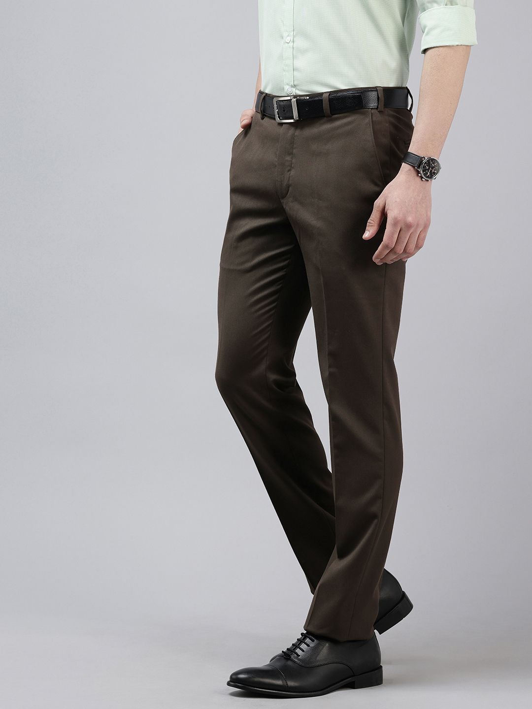 Park Avenue Men Textured Slim Fit Formal Trousers