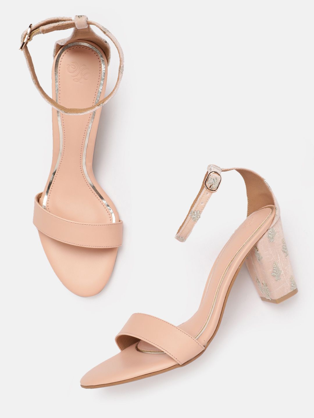 House of Pataudi Floral Embellished Block Heels