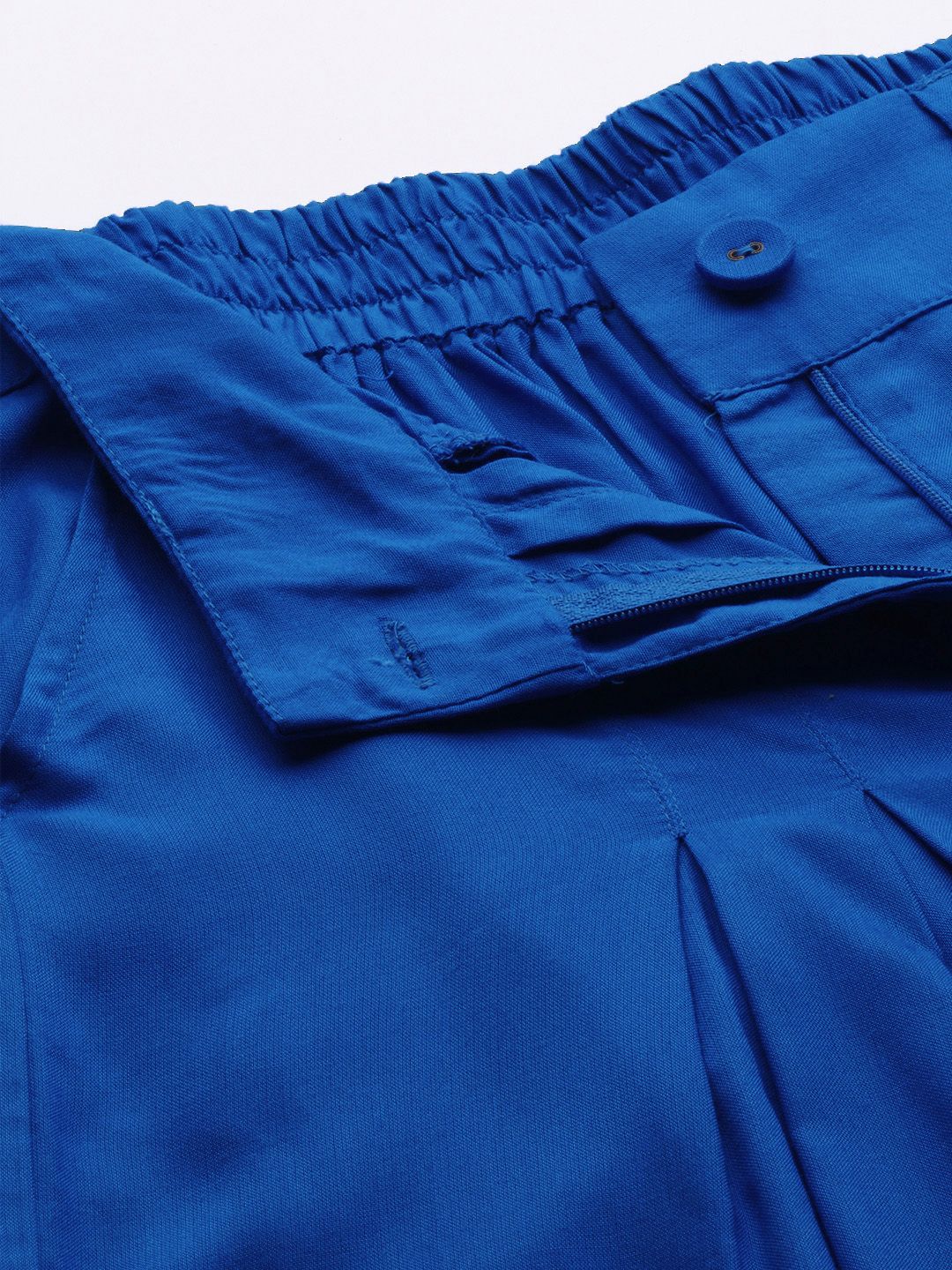 W Women Blue Solid Wide Leg Palazzos