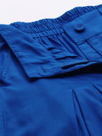 W Women Blue Solid Wide Leg Palazzos
