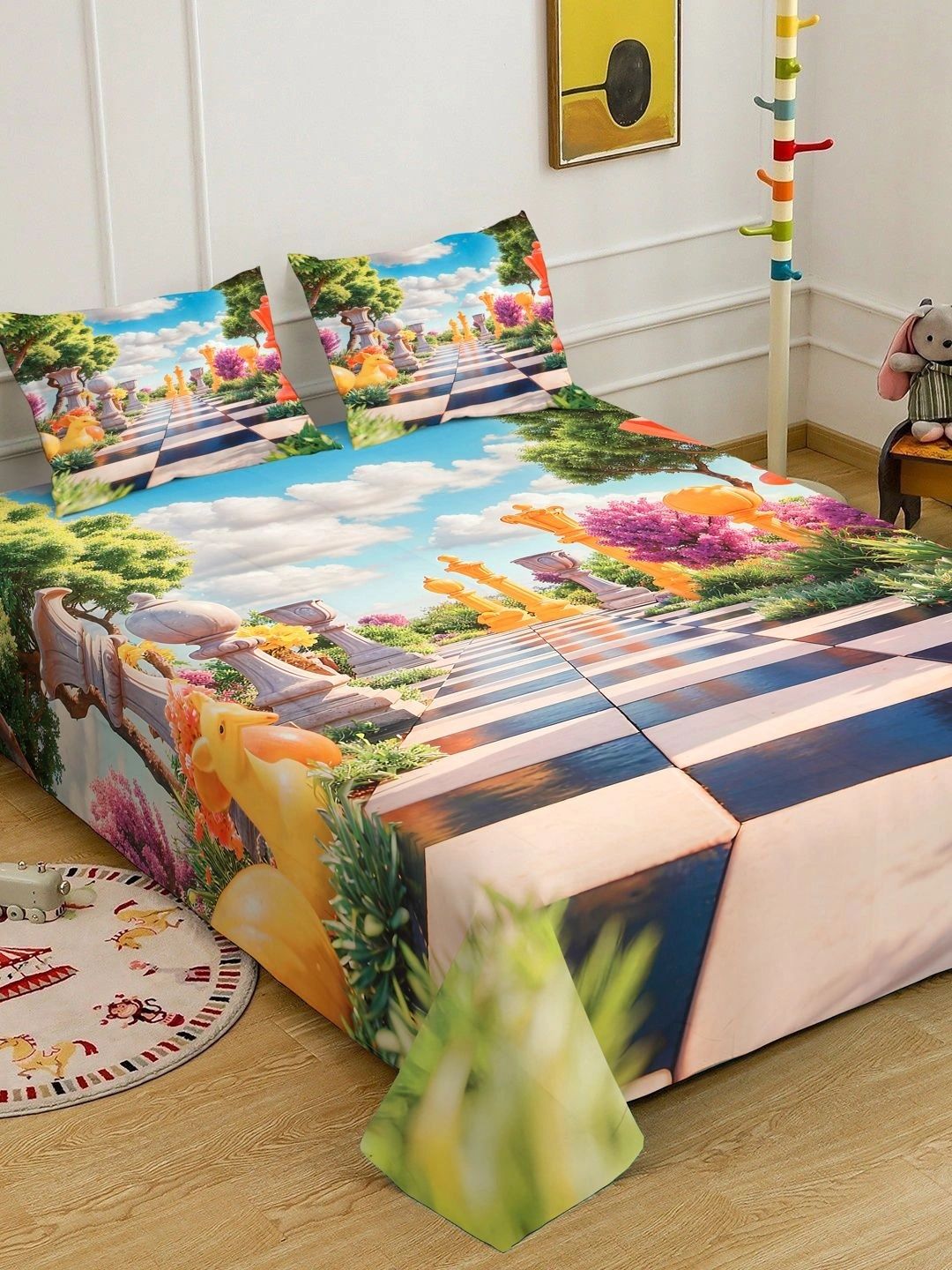 Moda Rapido X KLOTTHE Cartoon Characters 400 TC King Bedsheet with 2 Pillow Covers