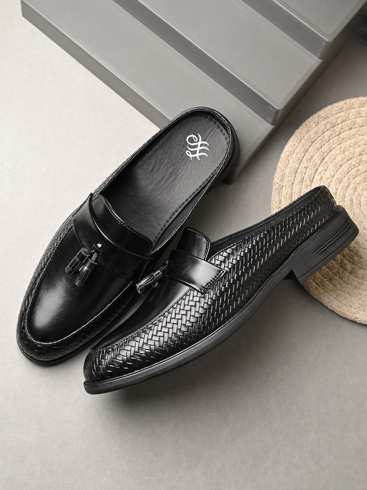 House of Pataudi Men Round Toe Formal Slip On Mules