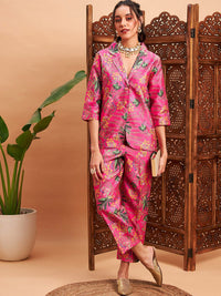 Shae by SASSAFRAS Floral Printed Blazer With Straight Pants Co-Ords