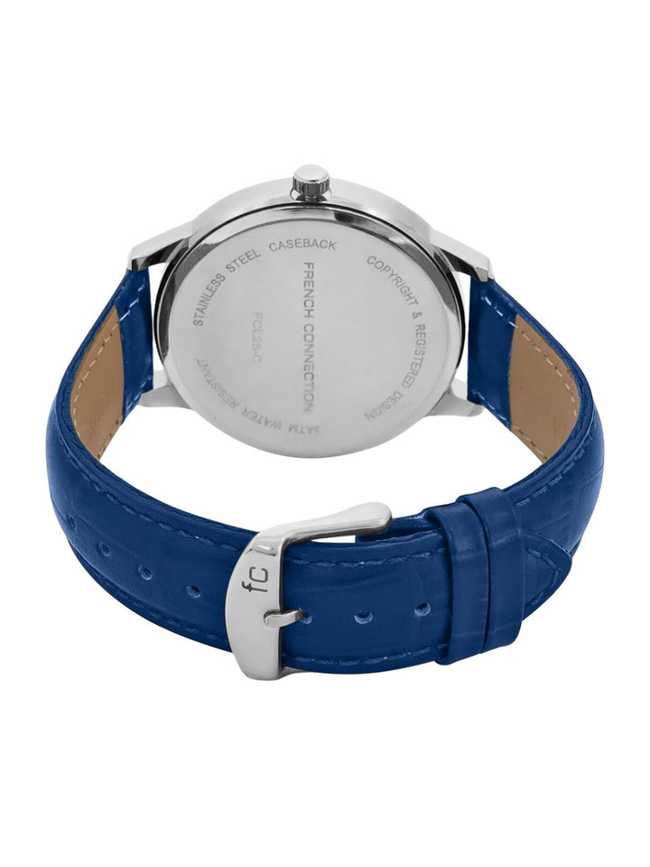 French Connection Men Blue Dial & Blue Leather Straps Analogue Watch- FCL25-C-Blue