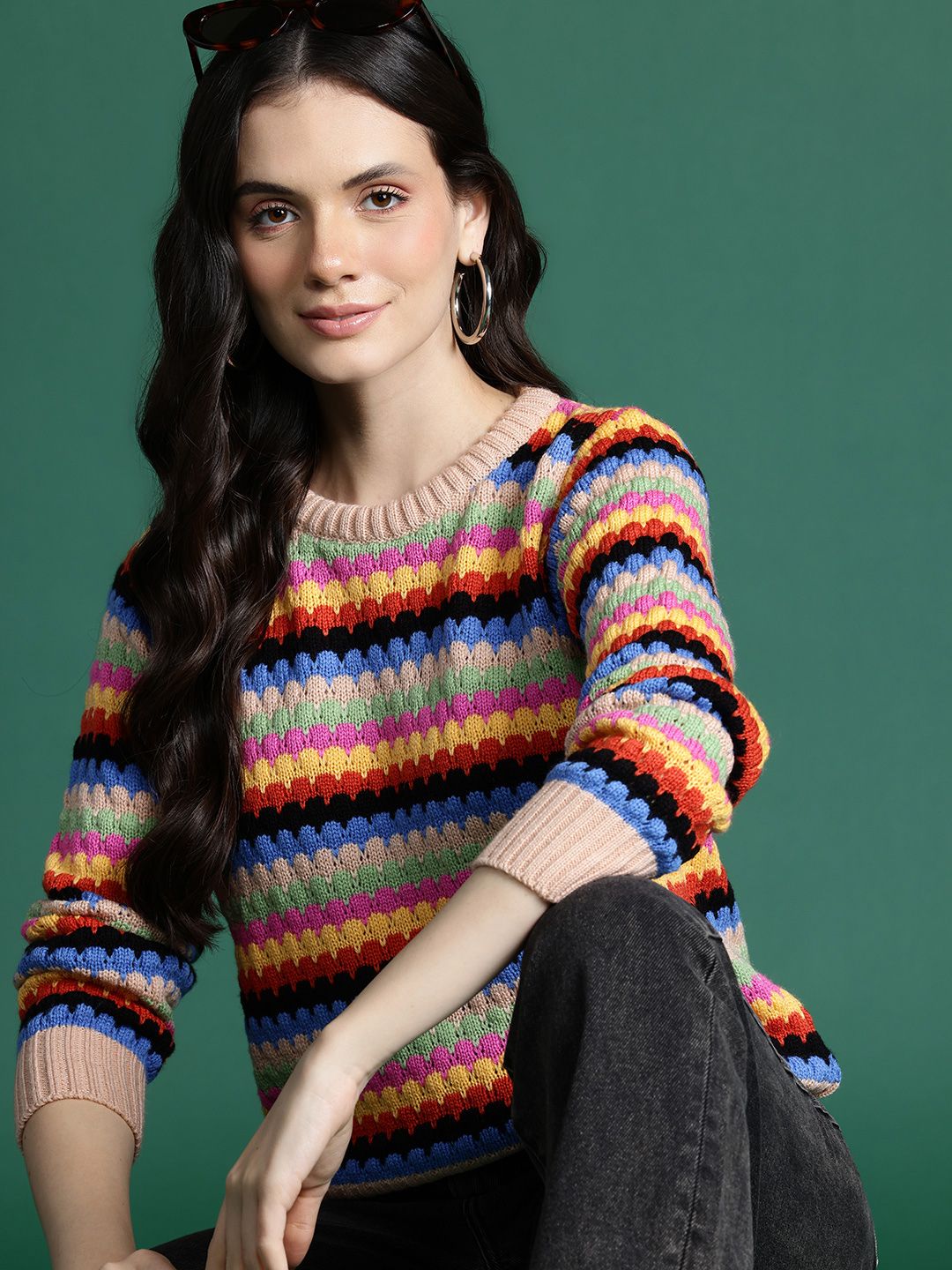 DressBerry Pure Acrylic Self-Design Pullover