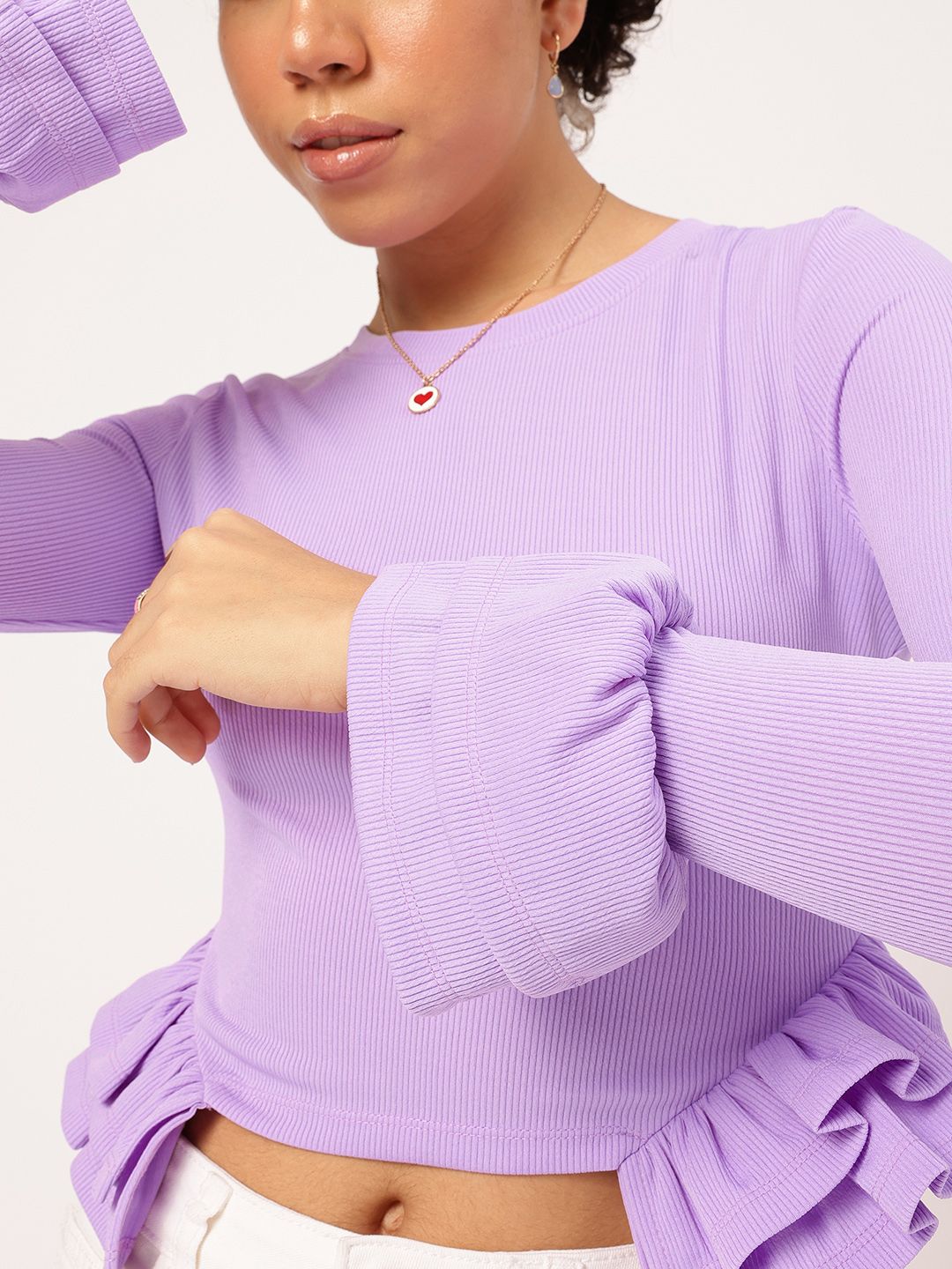 DressBerry Lilac Fizz Ruffle Layered Crop Top