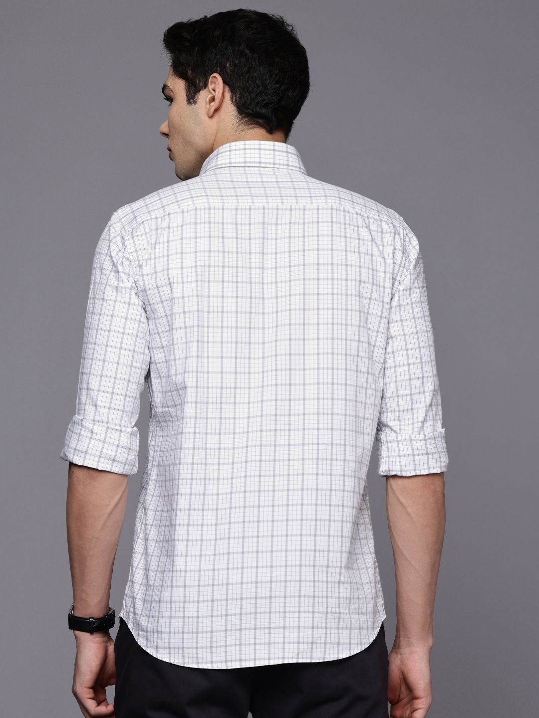 Raymond Pure Cotton Slim Fit Checked Casual Shirt