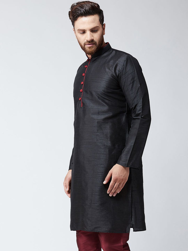 SOJANYA Lelaki Hitam Solid Kurta Lurus