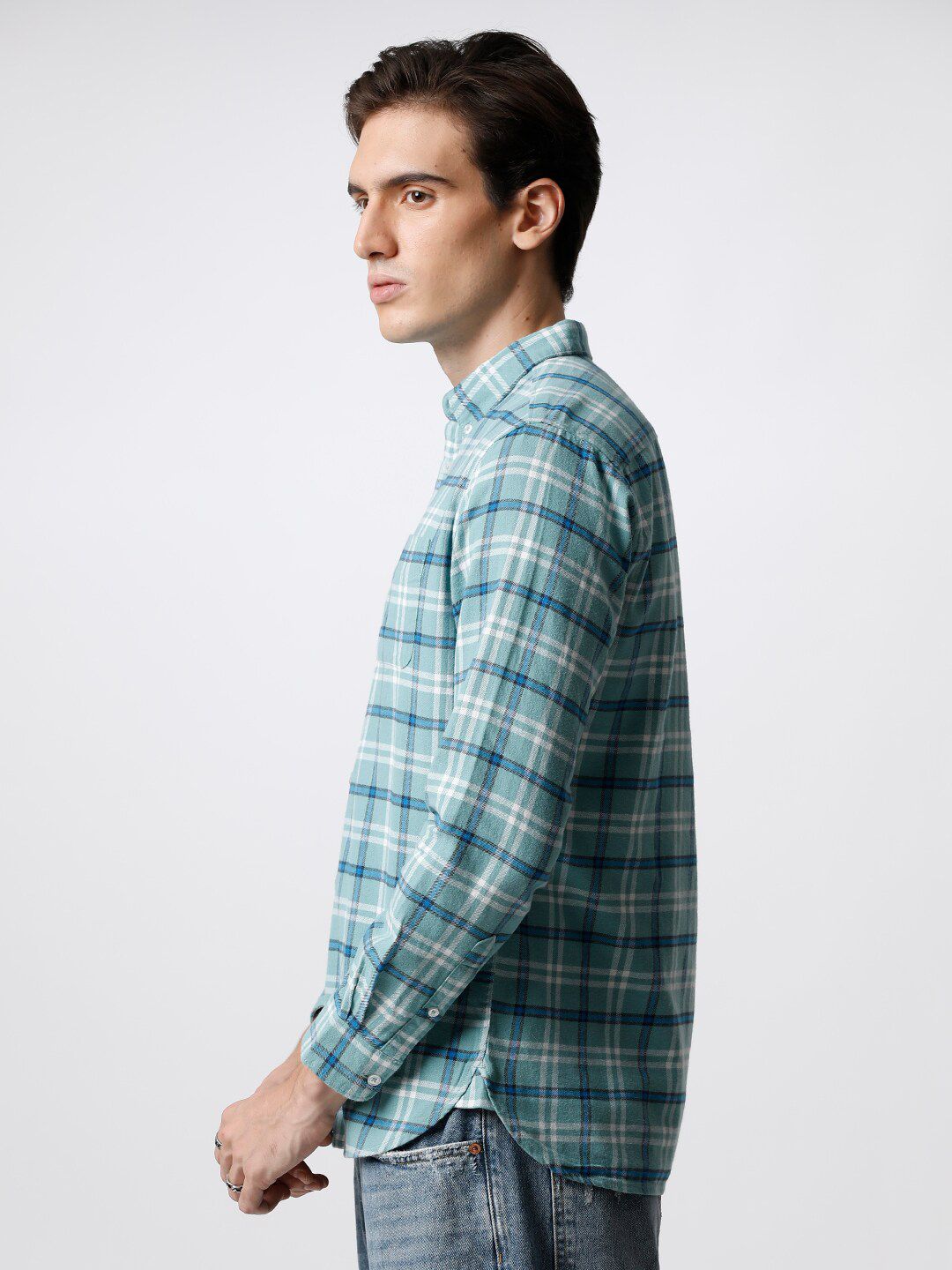 THE BEAR HOUSE Men Slim Fit Tartan Checked Casual Shirt