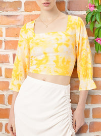 DressBerry Sun Shine Smocked Dyed Styled Back Crop Top