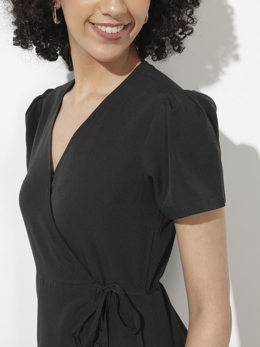 DressBerry Twirl-Worthy Ruffled Wrap Midi Dress