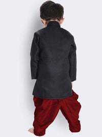 VASTRAMAY Boys Mandarin Collar Jute Cotton Sherwani Set