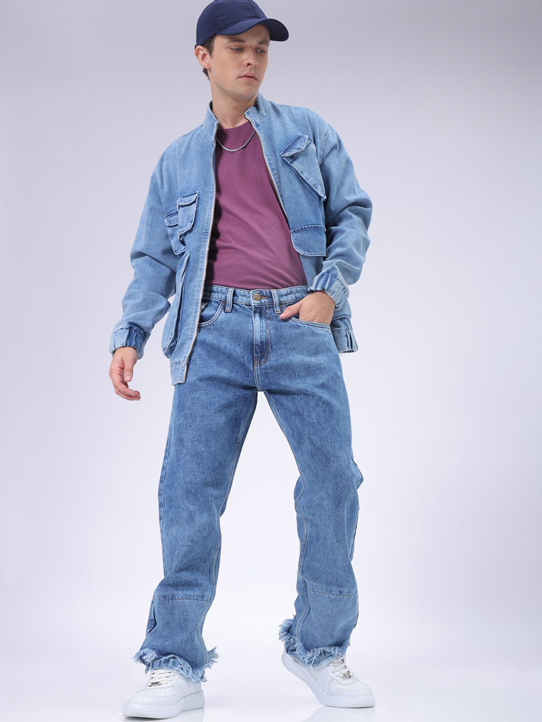 The Indian Garage Co Men Straight Fit Mildly Distressed Heavy Fade Jeans