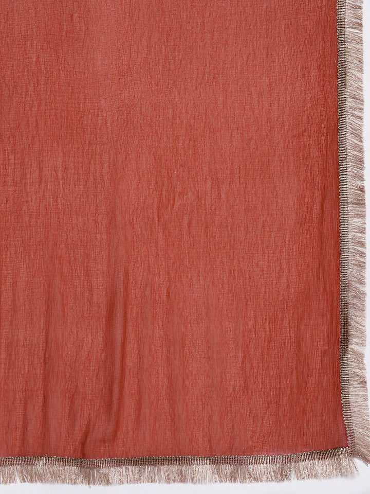 Varanga Embroidered Empire Mirror Work Kurta With Trousers & With Dupatta