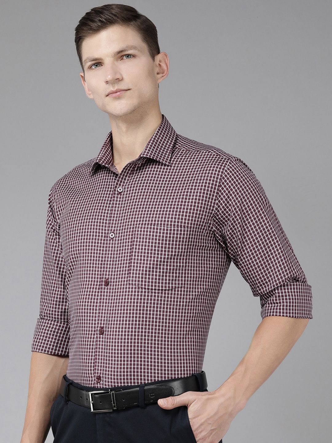 Park Avenue Slim Fit Checked Pure Cotton Formal Shirt