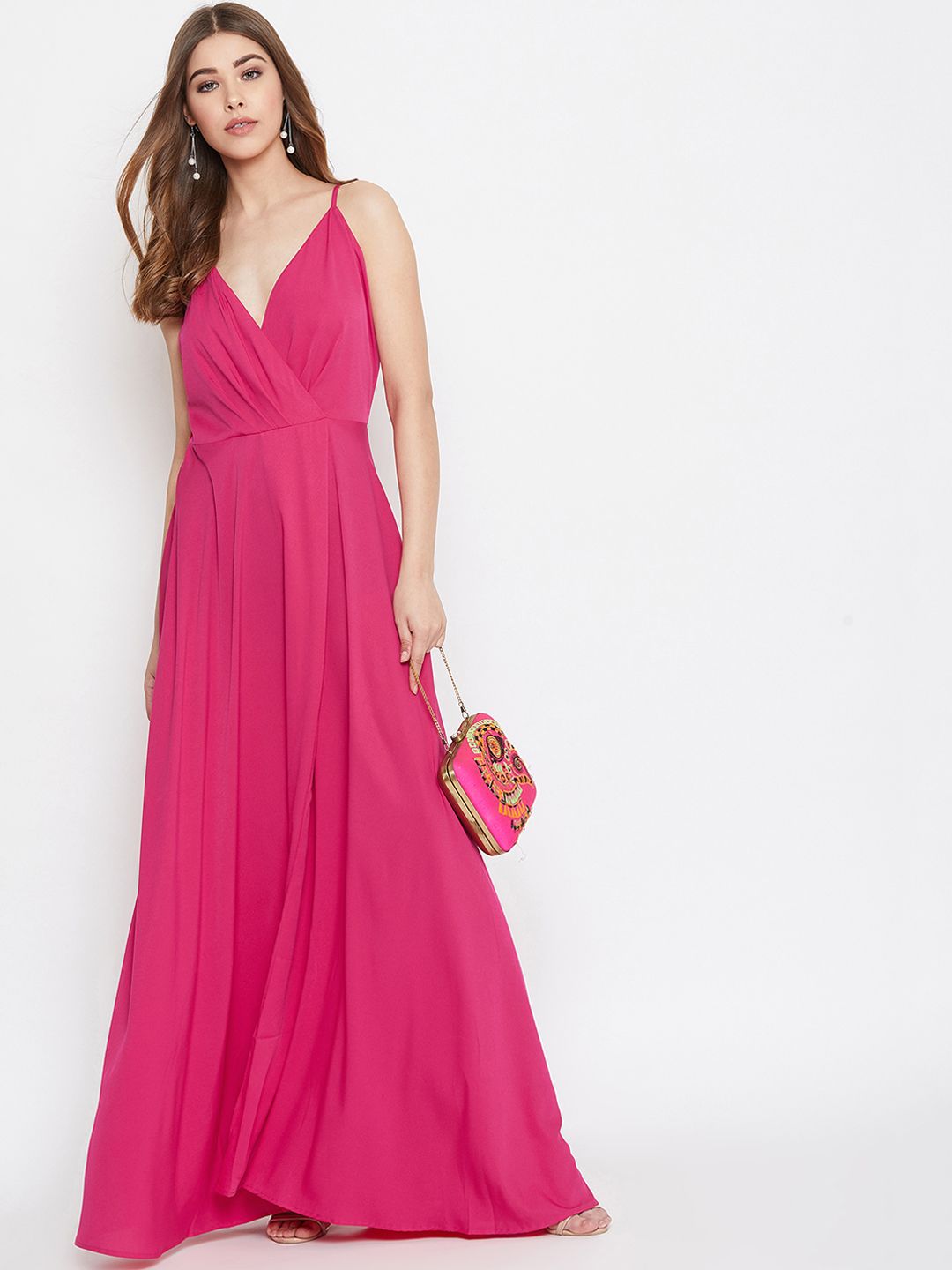 Berrylush Pink Partywear Western Style Maxi Gown