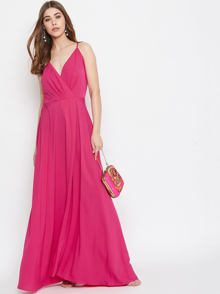 Berrylush Pink Partywear Western Style Maxi Gown