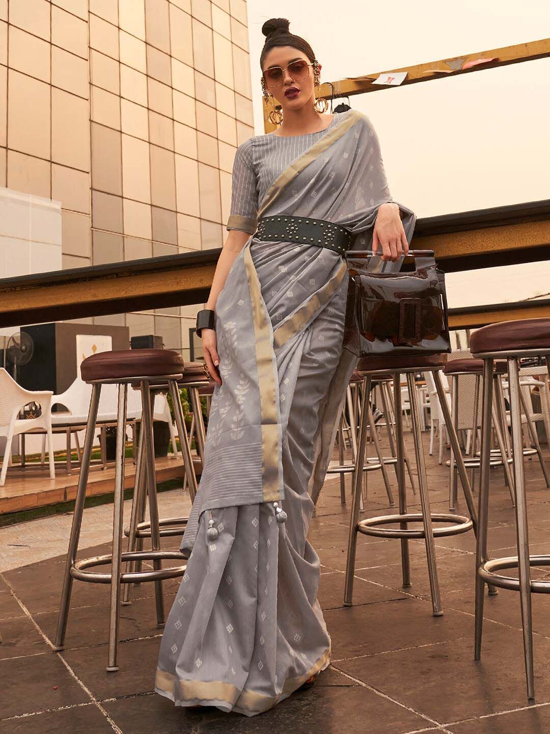 Saree mall Ethnic Motifs Zari Woven Design Silk Blend Banarasi Sarees