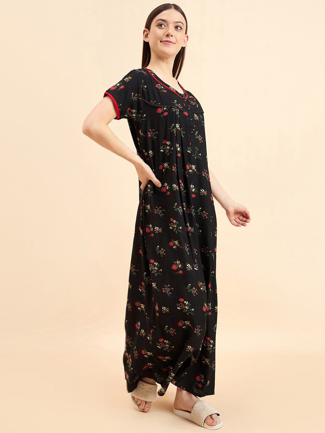 Sweet Dreams Floral Printed Pure Cotton Maxi Nightdress