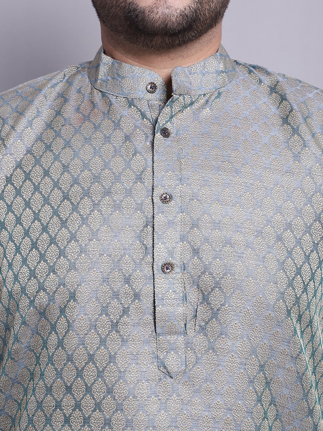 SOJANYA PLUS Rekaan Tenun Etnik Kurta & Piyama Lurus Biasa Dengan Jaket Nehru