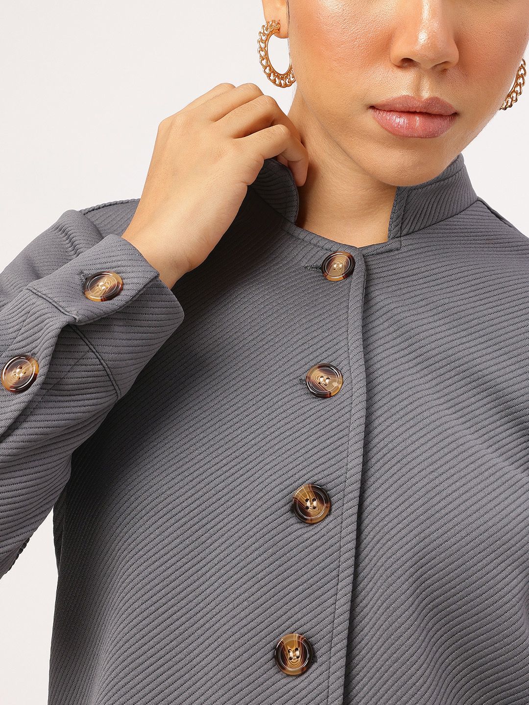 Dressberry Striped Mirage Stand Collar Jacket