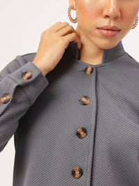 Dressberry Striped Mirage Stand Collar Jacket