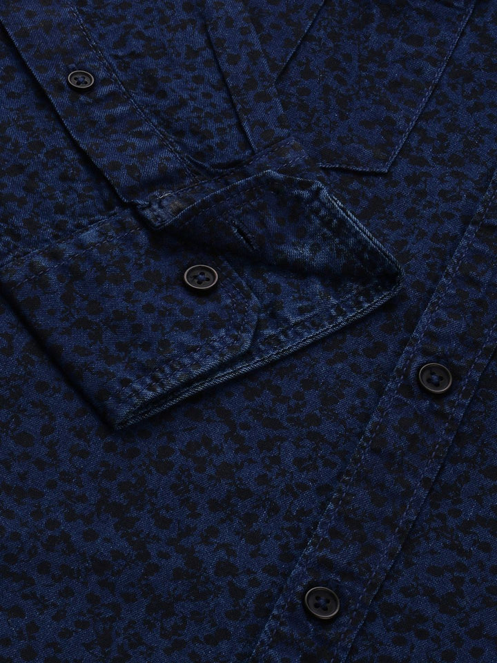 SPYKAR Men Pure Cotton Slim Fit Micro Ditsy Floral Printed Casual Shirt