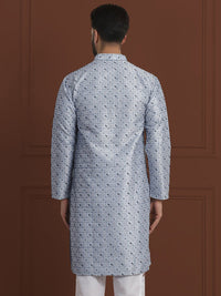SOJANYA LUXE Sulam Bunga Labuci Mandarin Kolar Kapas Kurta Lurus Sutera